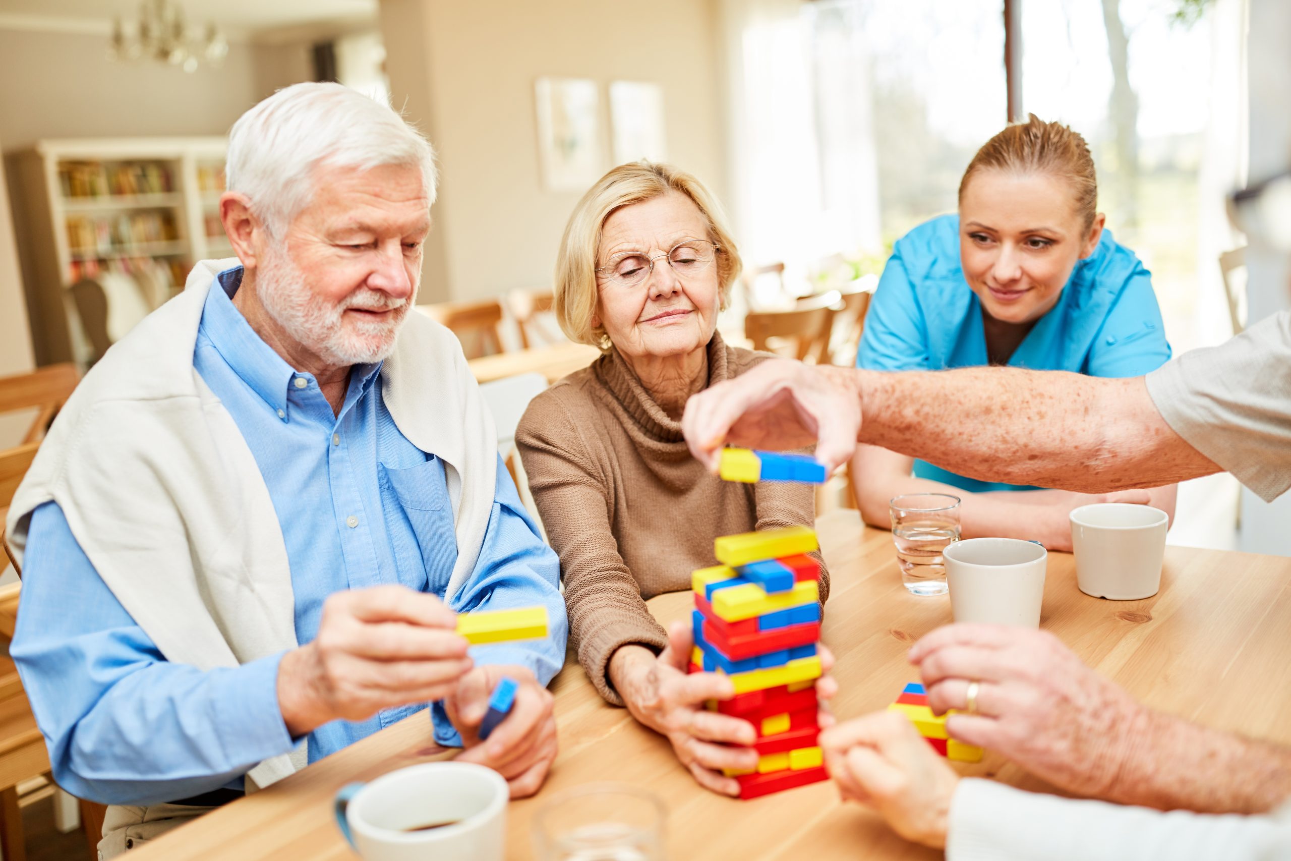 Nursing,Care,Takes,Care,Of,Demented,Senior,Citizens,While,Playing